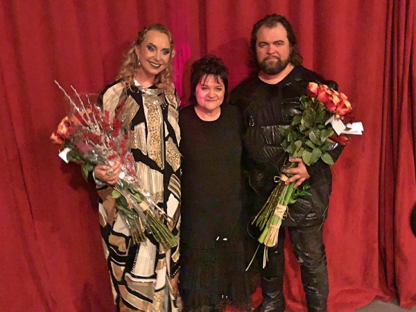  Relaxed after the Samson and Dalila premiere, from right Kristian Benedikt, Dalia Ibelhauptaite, Justina Gringyté, foto Henning Høholt.jpg